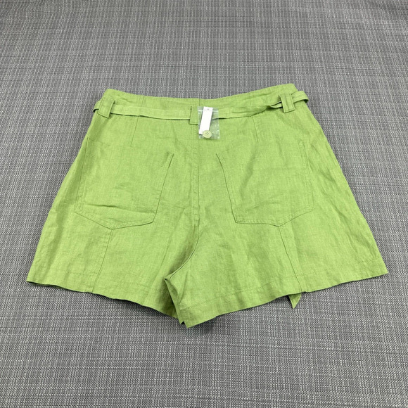 Madewell Shorts Womens size 6 Green Tie Waist 100% Linen Lightweight Comfort New - Picture 9 of 10